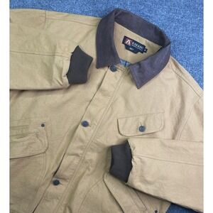 Kakadu Traders Australia Balmain Bomber Jacket Men's M Leather Trim Tan Canvas